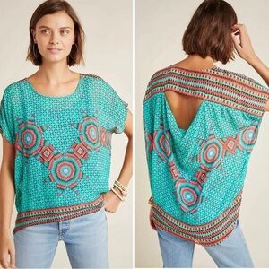 Anthropologie Tanvi Kedia Embroidered‎ Open Back Blouse